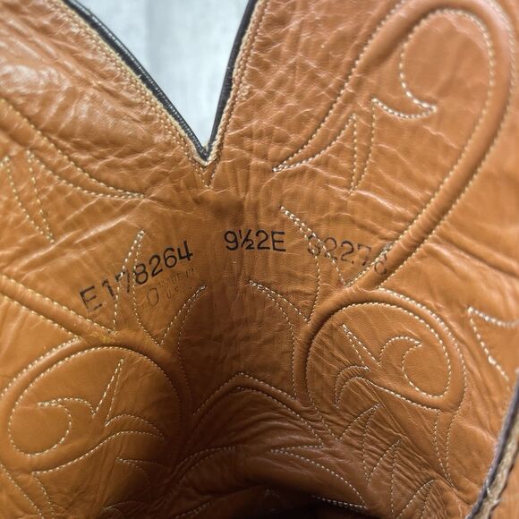 Lucchese Boots Brown Leather Western Cowboy Rodeo Mens Size 9.5 2E Wide W - Picture 8 of 14